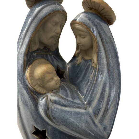 Joseph Mary Baby Porcelain 9" Candle Holder Religious - Picture 1 of 4